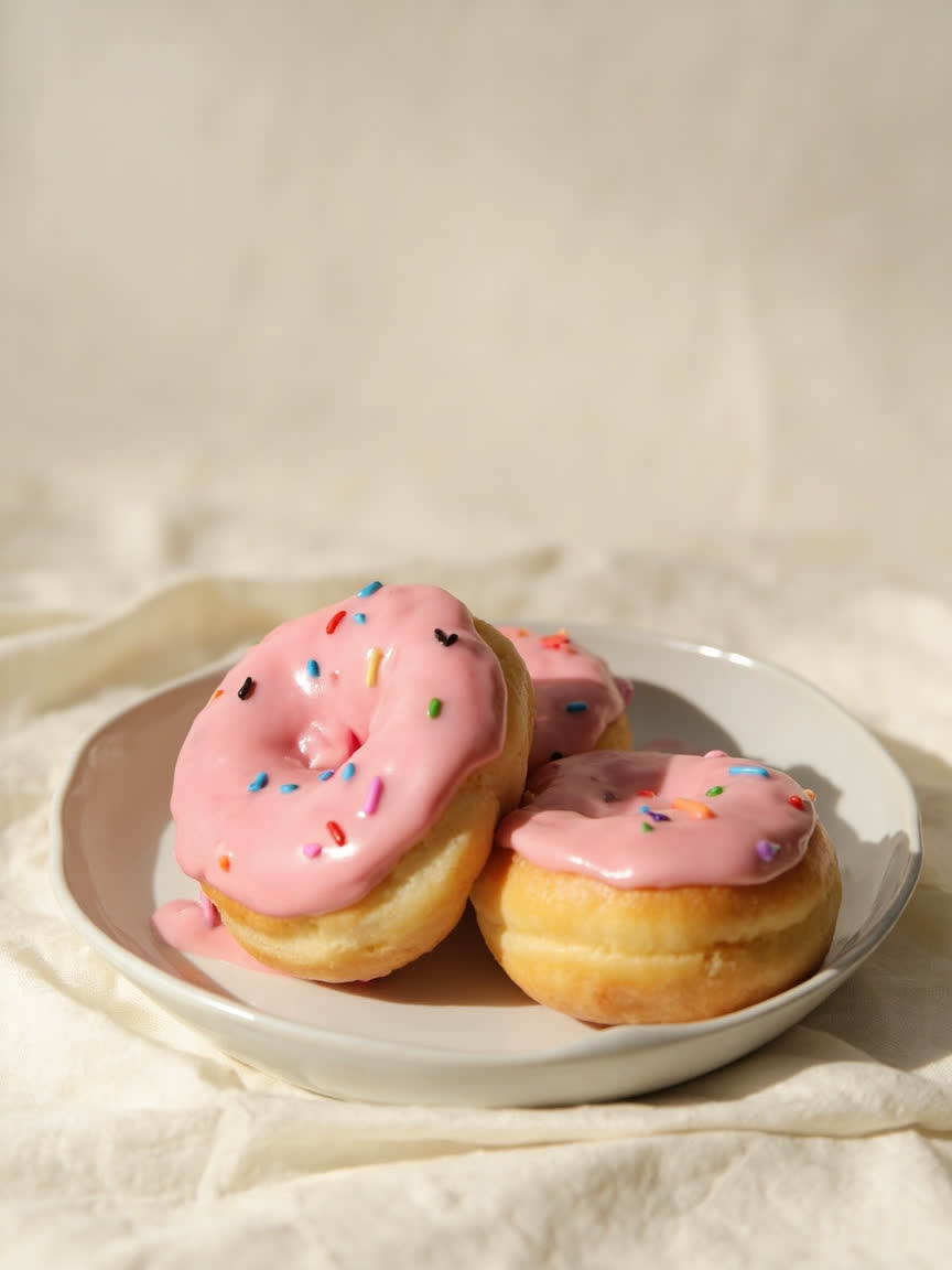 Donas artesanales con glaseados de colores suaves