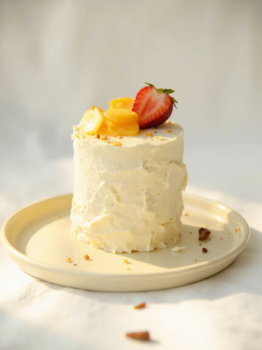 Torta de yogurt con crema ligera y fruta fresca